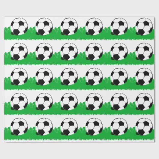 voetballen in Grass Pattern Wrapping Paper Cadeaupapier (Vlak)