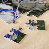 Voetballen in netto legpuzzel (Zijkant)
