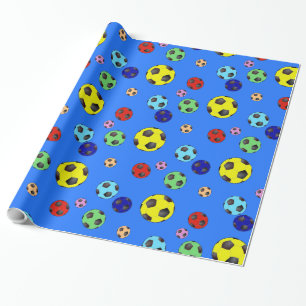 Voetballen in veel kleuren cadeaupapier