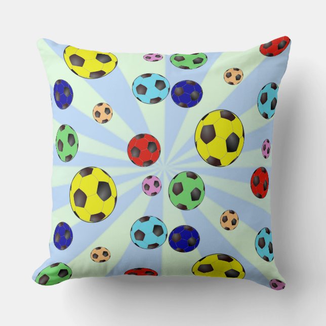 Voetballen in veel kleuren kussen (Voorkant)