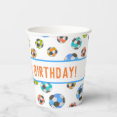 Voetballen Kinderen van Birthday Papieren Bekers (Achterkant)