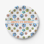 Voetballen Kinderen van Birthday Papieren Bordje (Voorkant)