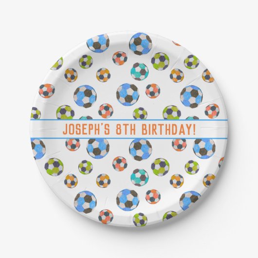 Voetballen Kinderen van Birthday Papieren Bordje (Voorkant)