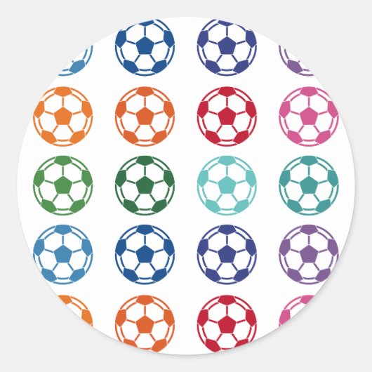 Voetballen kleurrijke vun-array T-shirt Ronde Sticker (Voorkant)