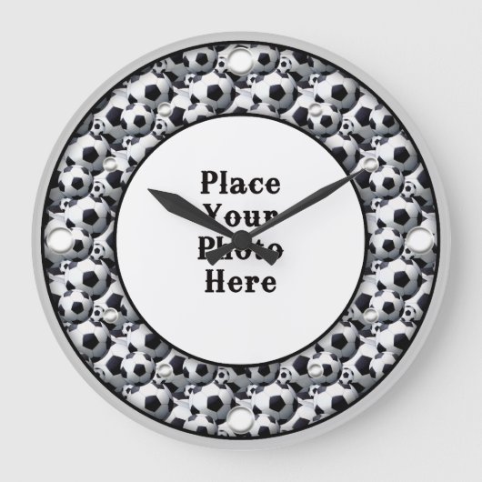 Voetballen Lijst Uw fotowandklok Grote Klok (Voorkant)