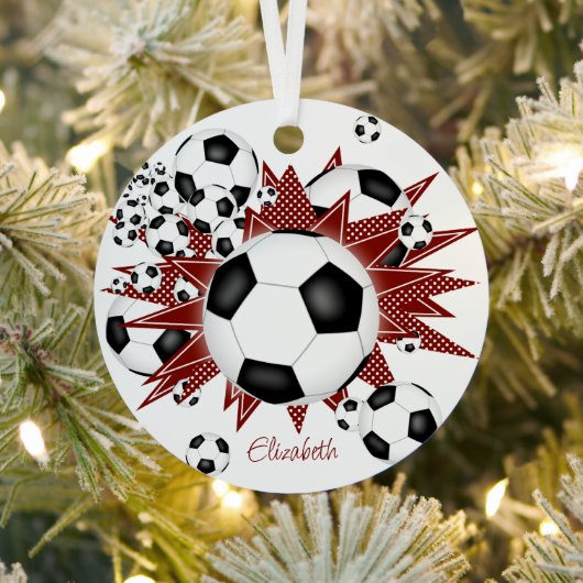 voetballen maroon sterren metalen ornament (Insitu)