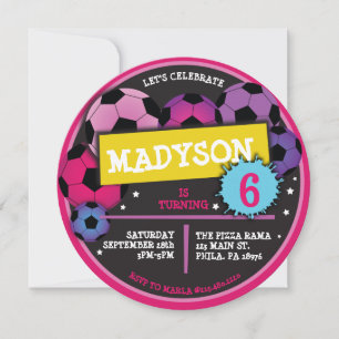 VOETBALLEN Meisjes Verjaardagsfeestuitnodiging Kaart