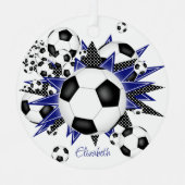 voetballen met zwarte sterren metalen ornament (Voorkant)