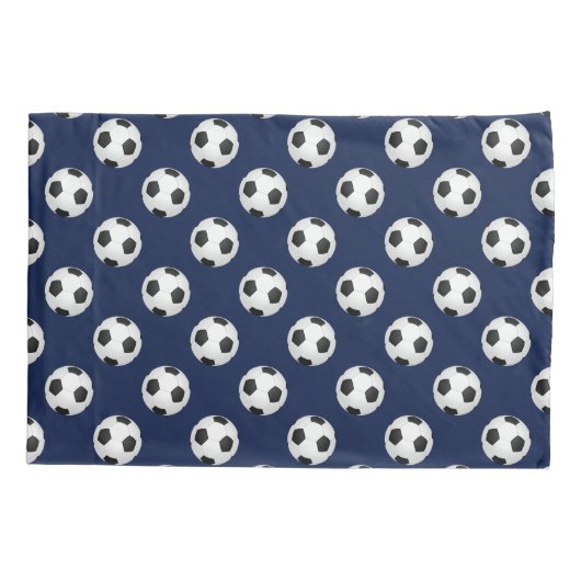Voetballen Navy Blue Pillow Hoesje Kussensloop (Achterkant)