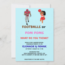 Voetballen of Pom Poms Geslacht Reveal Uitnodiging