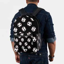 Voetballen op zwart bedrukte rugzak