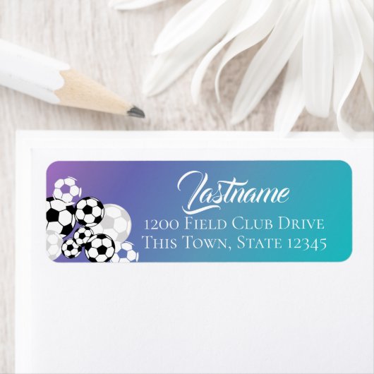 Voetballen Paars Blauwgroen en Wit het Etiket van  (Insitu)