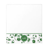 voetballen patroon accent haar naam jersey nummer notitieblok (Voorkant)