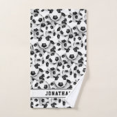 voetballen patroon atleet naam jongens meisjes bad handdoek (Handdoek)