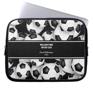 voetballen Patroon Coach Gift W Aangepaste Naam Laptop Sleeve