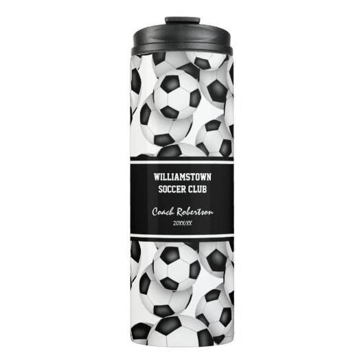 voetballen Patroon Coach Gift W Aangepaste Naam Thermosbeker (Voorkant)