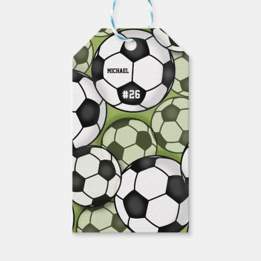 Voetballen Patroon Kinder Boys Naam Jersey Cadeaulabel (Voorkant)