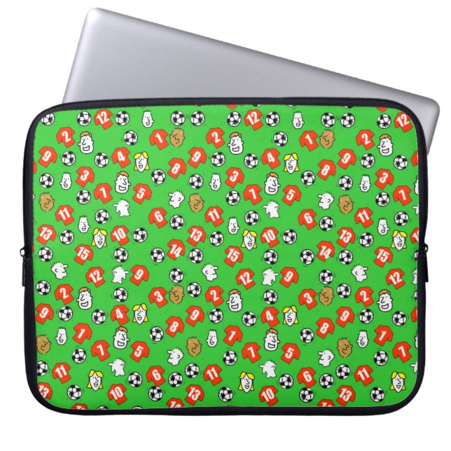Voetballen, Rode Shirts, & Fans Laptop Sleeve (Voorkant)