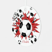 voetballen roodsterren metalen ornament (Voorkant links)