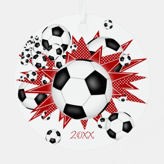 voetballen roodsterren metalen ornament (Achterkant)