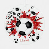 voetballen roodsterren metalen ornament (Voorkant)