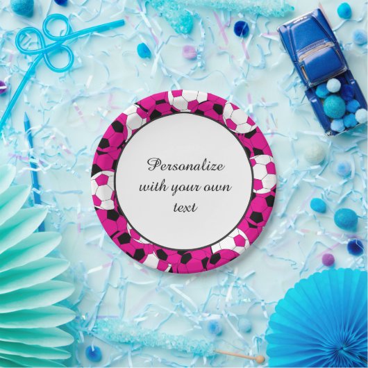 voetballen spelers | DIY-tekst | Roze warmroze Papieren Bordje (Feest)