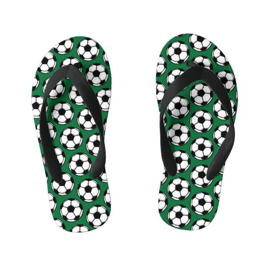 Voetballen Sportgroene zwarte witte Kinderen Kinder Teenslippers (Voetbed)