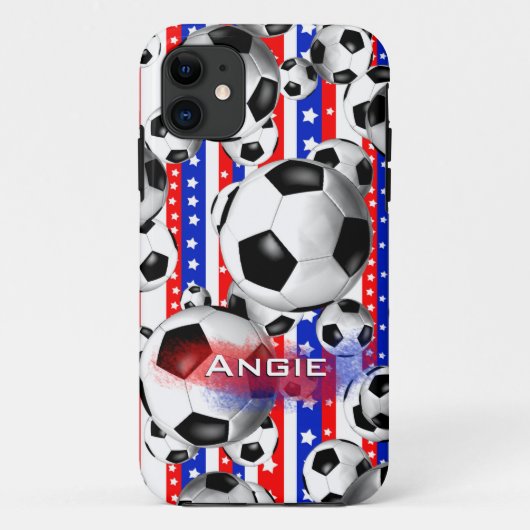 Voetballen USA Rood Wit Blauw Sterren en Strepen Case-Mate iPhone Case (Achterkant)