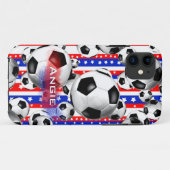 Voetballen USA Rood Wit Blauw Sterren en Strepen Case-Mate iPhone Case (Achterkant (horizontaal))