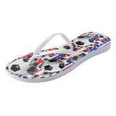 Voetballen USA Rood Wit Blauw Sterren en Strepen Teenslippers (Schuin)