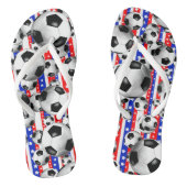 Voetballen USA Rood Wit Blauw Sterren en Strepen Teenslippers (Voetbed)