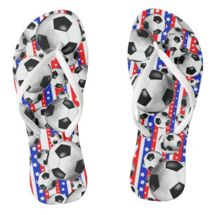 Voetballen USA Rood Wit Blauw Sterren en Strepen Teenslippers