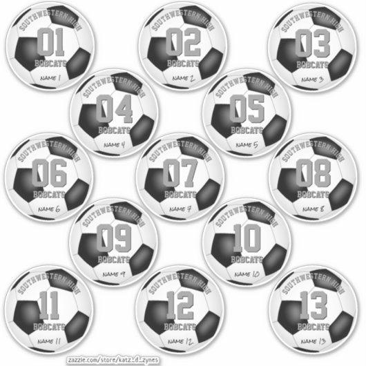 voetballen van 13 individueel gepersonaliseerde sticker (Voorkant)