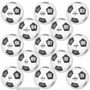 voetballen van 13 individueel gepersonaliseerde sticker