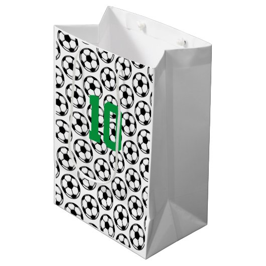 Voetballen White Black Aangepast aantal poorten Medium Cadeauzakje (Voorkant Gekanteld)