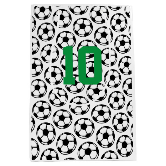 Voetballen White Black Aangepast aantal poorten Medium Cadeauzakje (Voorkant)