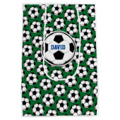 Voetballen Witte Zwarte Groene Aangepaste Naam Medium Cadeauzakje (Achterkant)