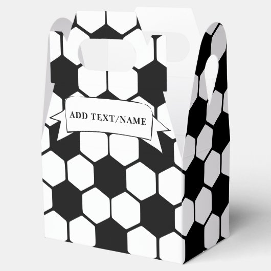 Voetballen Zwart en Wit Custom Name Bedankdoosjes (Geopend)