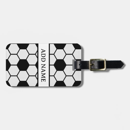 Voetballen Zwart-wit Custom Bagagelabel (Voorkant horizontaal)