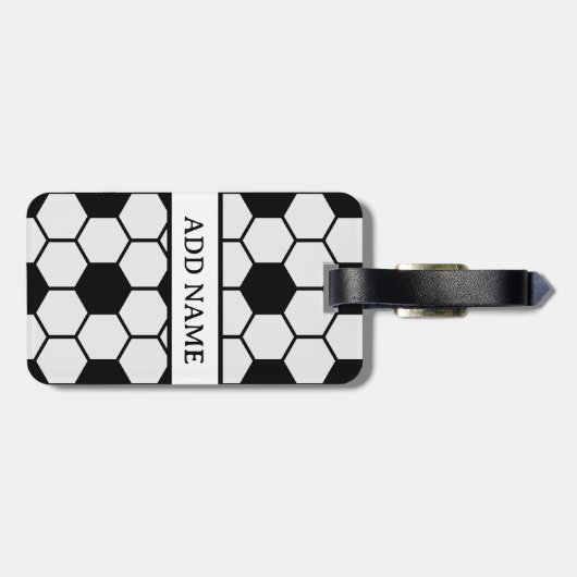 Voetballen Zwart-wit Custom Bagagelabel (Achterkant horizontaal)