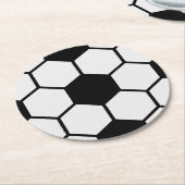 Voetballen Zwart-wit Custom Ronde Kartonnen Onderzetter (Gebogen)