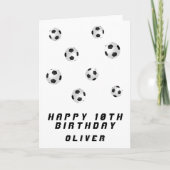 Voetballen zwart-wit jongetje blij kaart (Voorkant)