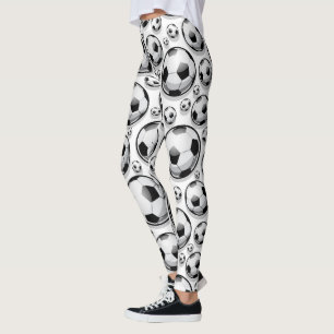 Voetballen zwart-wit patroon leggings