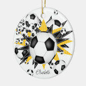 voetballen zwarte gouden sterren keramisch ornament (Links)