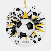 voetballen zwarte gouden sterren keramisch ornament (Achterkant)