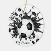 voetballen zwarte witte sterren keramisch ornament (Links)