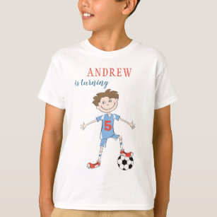 Voetballer 5 jaar jongen sport verjaardagsfeestje t-shirt