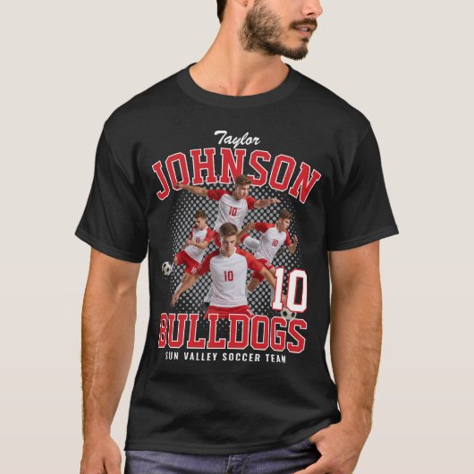 Voetballer Aangepaste Foto Retro Bootleg Rood T-shirt (Voorkant)