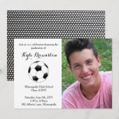 Voetballer Afstuderen Party Foto Uitnodigen Kaart (Voorkant / Achterkant)