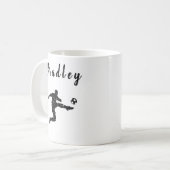 Voetballer Champ Ball Kick Grunge gepersonaliseerd Koffiemok (Voorkant links)